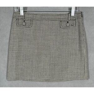 Banana Republic Womens Skirt Size 2 Gray Houndstooth Wool Short Lined